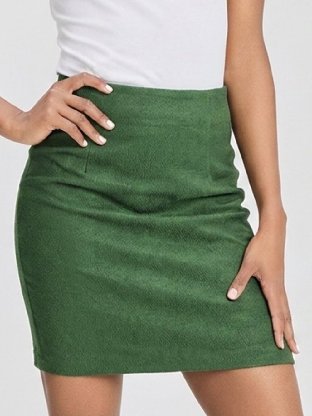 NWOT Albert Nipon Silk Wool Blend Dark Green Vintage Pencil Skirt